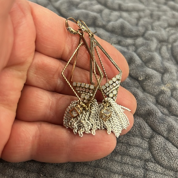 Designer Diamond in Diamond Opal Crystal with Fringe Earrings-Boutique - Picture 8 of 8